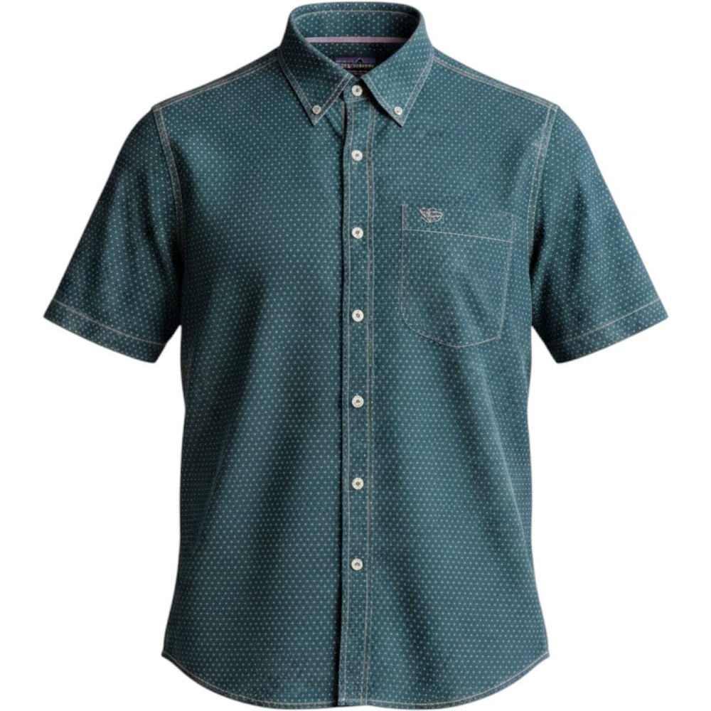 Panhandle Performance‎ Shirt Mens S Black Teal Geometric Short Sleeve Excellent